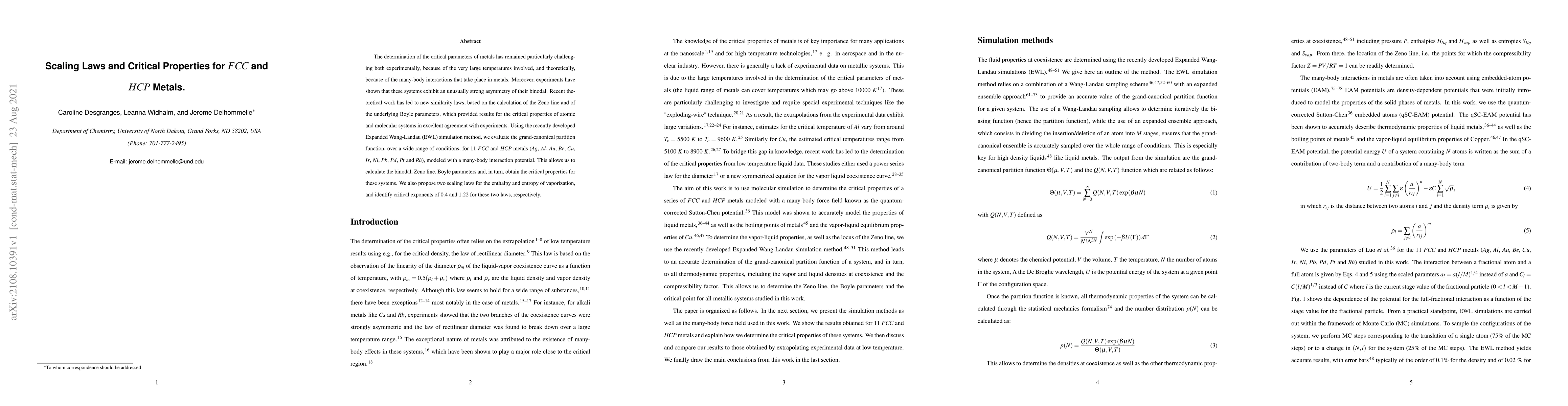 Thumbnail for Scaling Laws and Critical Properties for $FCC$ and $HCP$ Metals