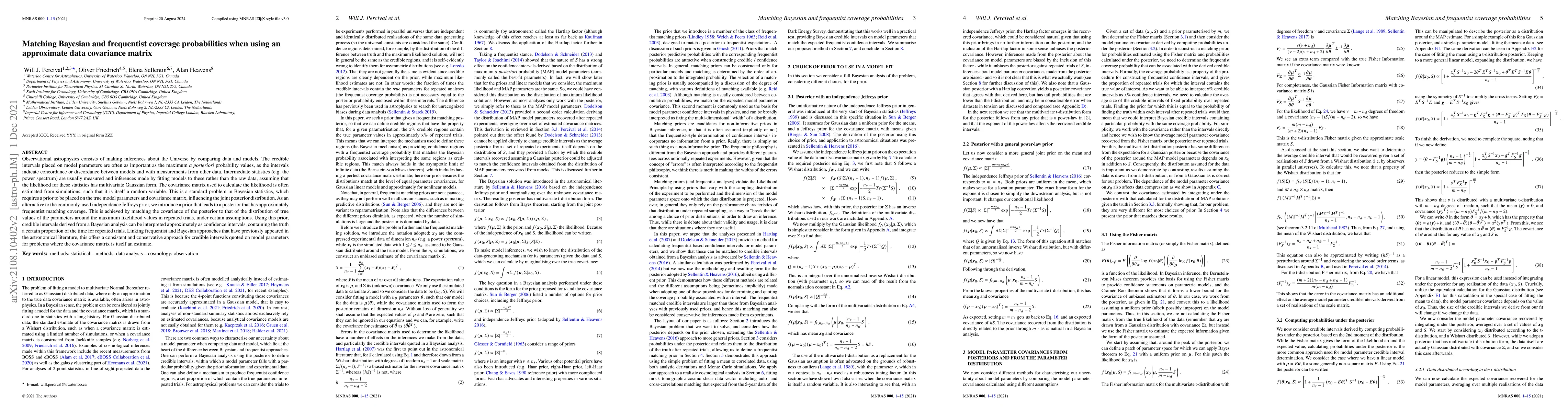 Thumbnail for Matching Bayesian and frequentist coverage probabilities when using an
  approximate data covariance matrix