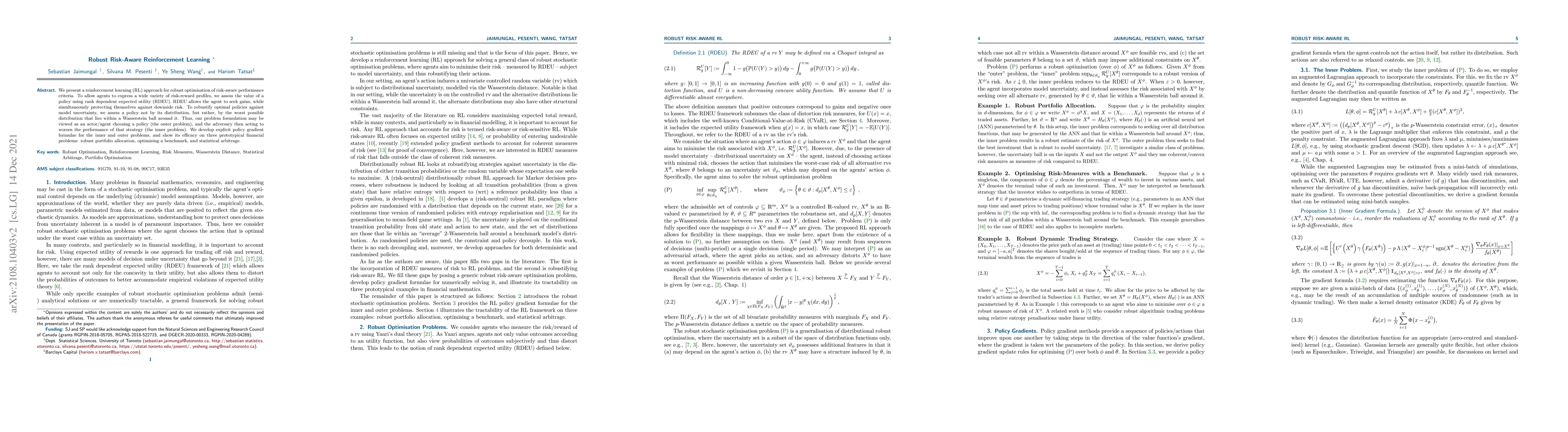 Thumbnail for Robust Risk-Aware Reinforcement Learning