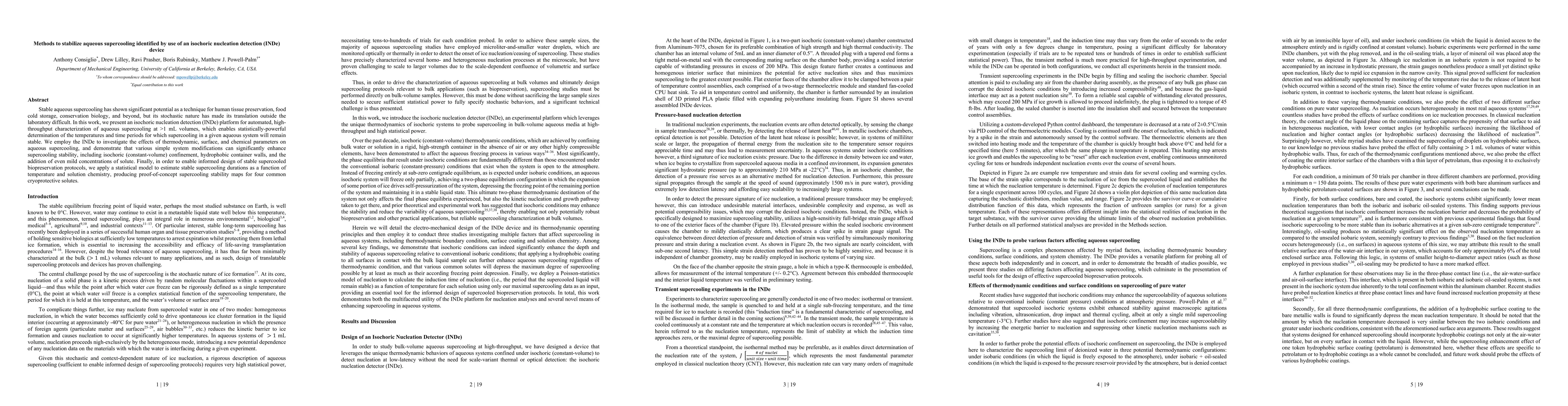Thumbnail for Methods to stabilize aqueous supercooling identified by use of an
  isochoric nucleation detection (INDe) device