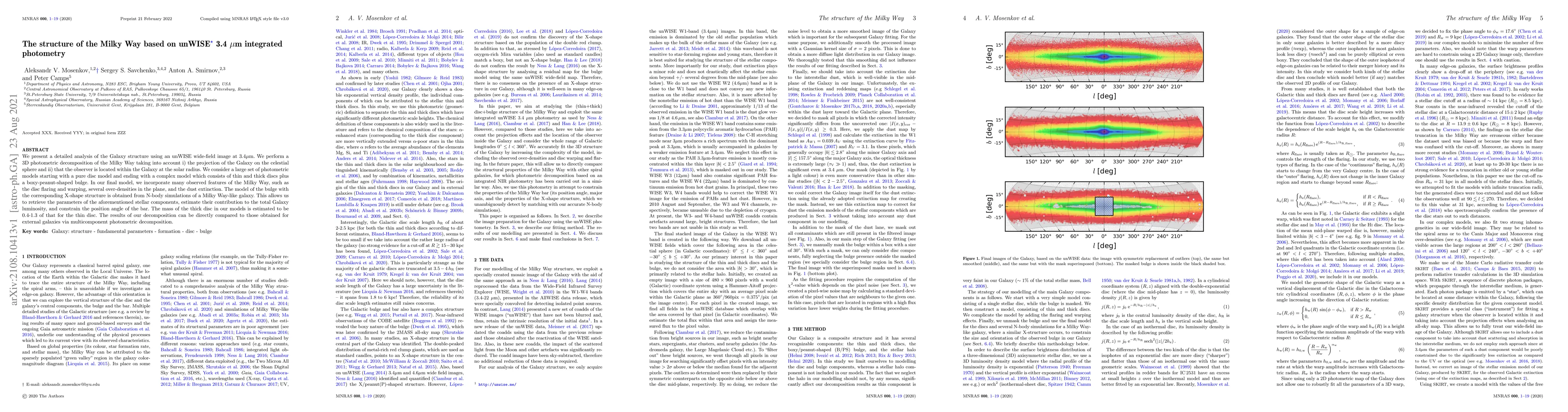 Thumbnail for The structure of the Milky Way based on unWISE 3.4$\mu$m integrated
  photometry