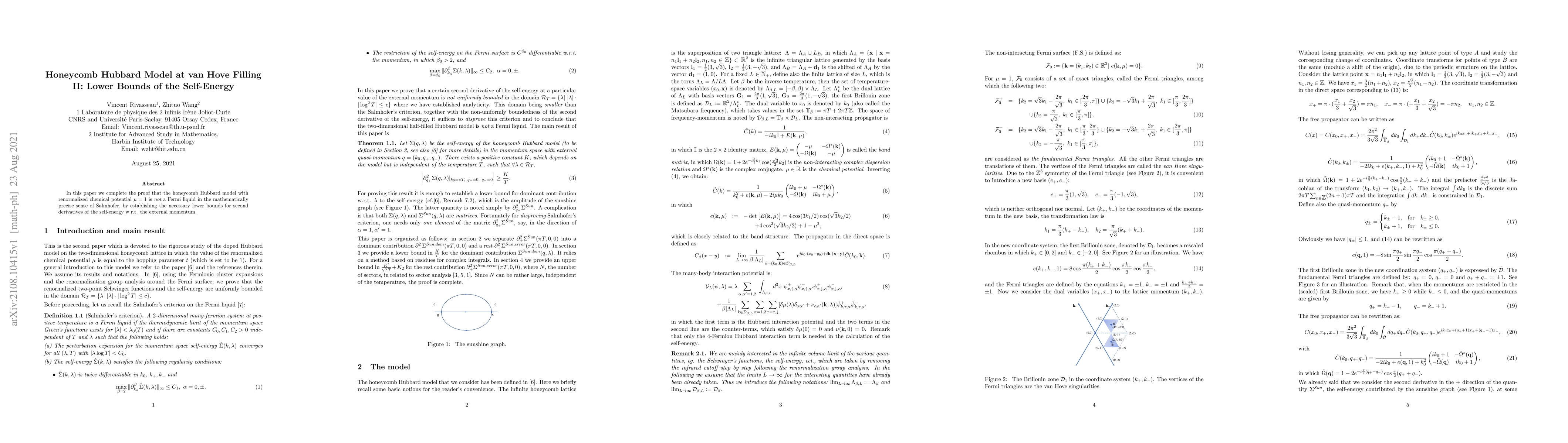 Thumbnail for Honeycomb Hubbard Model at van Hove Filling II: Lower Bounds of the
  Self-Energy
