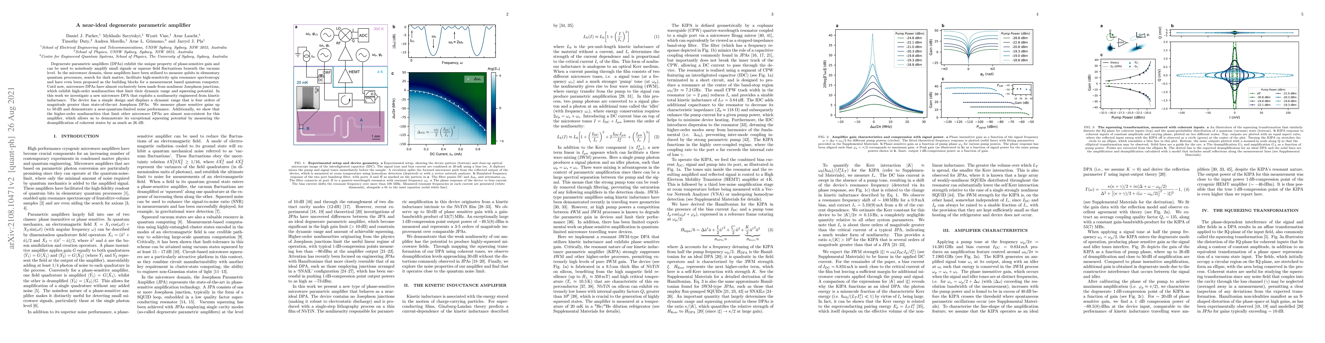 Thumbnail for A near-ideal degenerate parametric amplifier