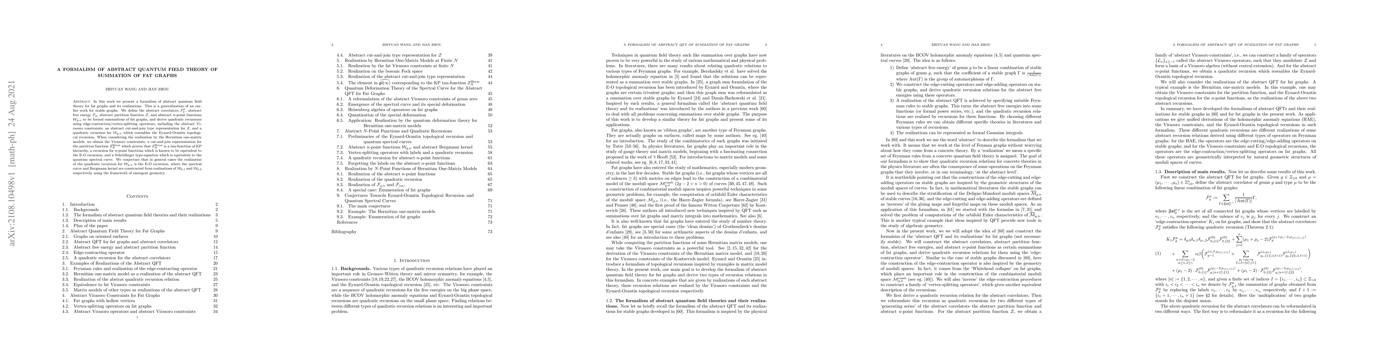 Thumbnail for A formalism of abstract quantum field theory of summation of fat graphs