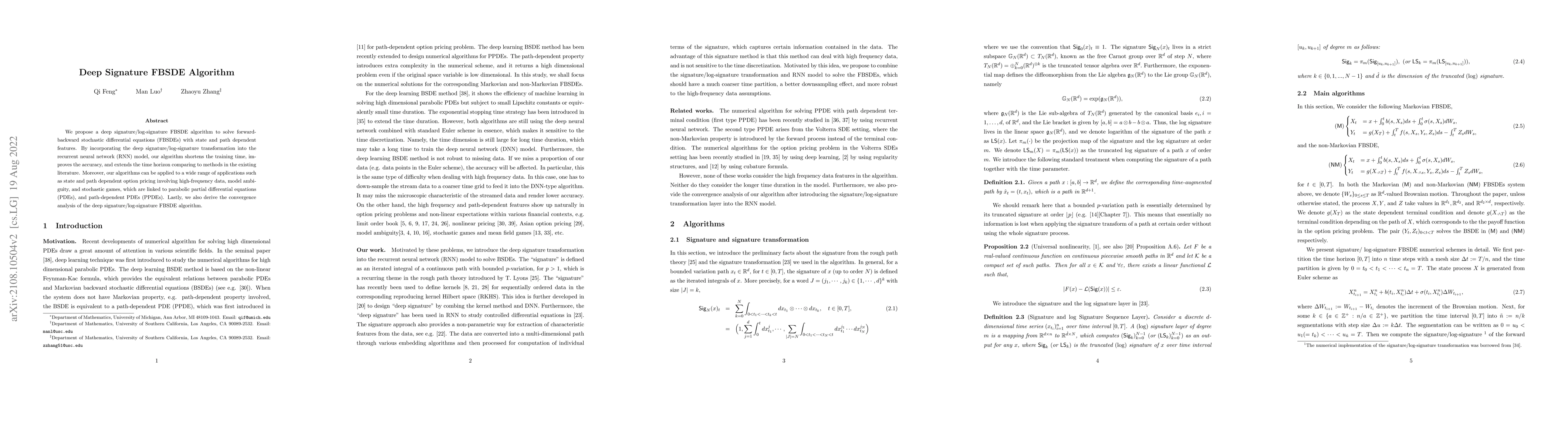 Thumbnail for Deep Signature FBSDE Algorithm