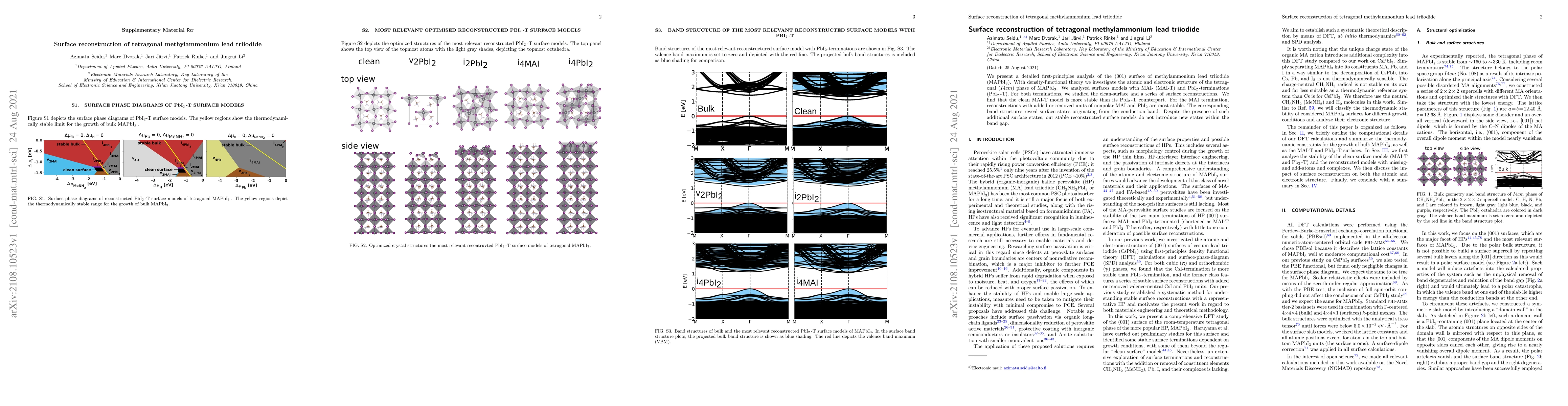 Thumbnail for Surface reconstruction of tetragonal methylammonium lead triiodide