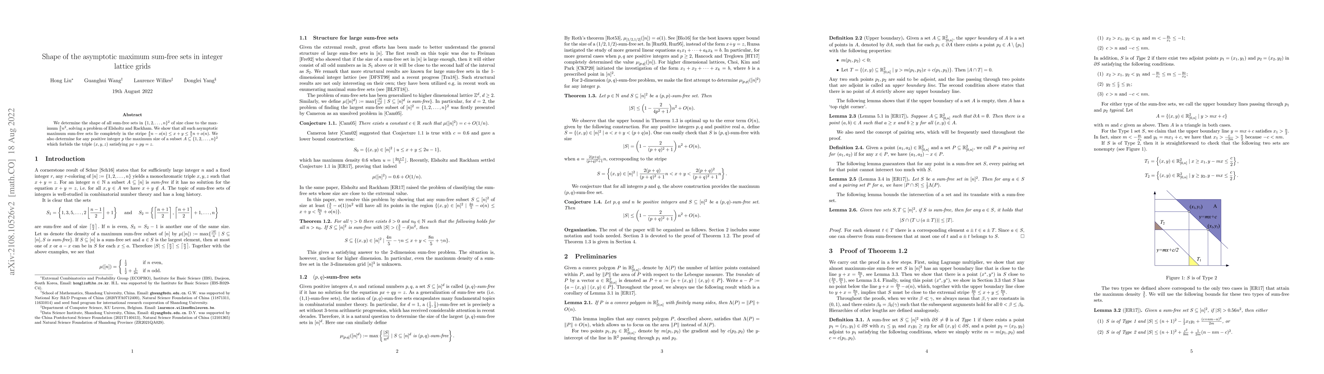 Thumbnail for Shape of the asymptotic maximum sum-free sets in integer lattice grids