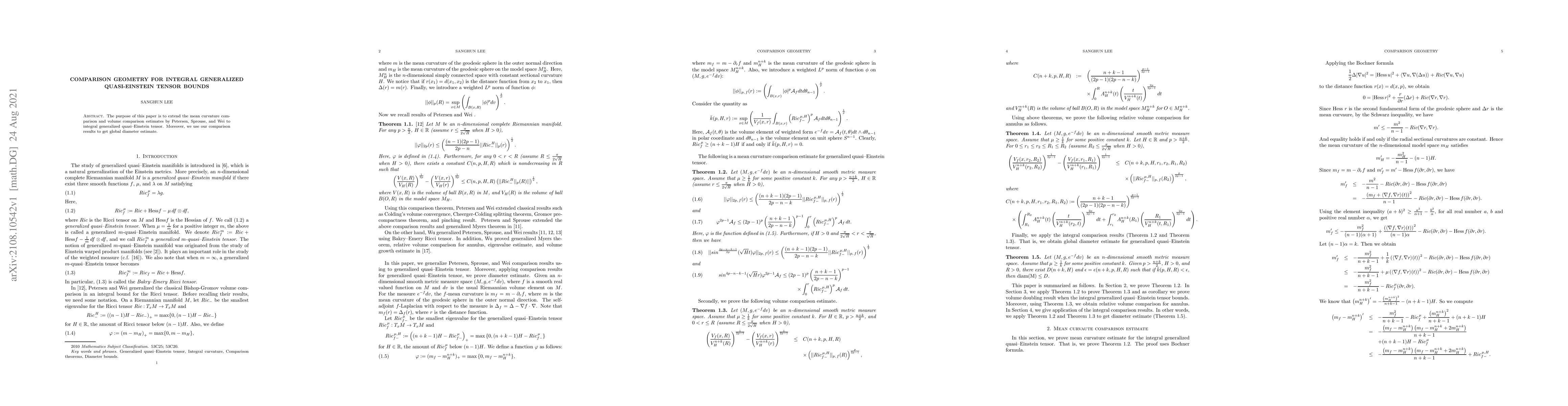 Thumbnail for Comparison geometry for integral generalized quasi-Einstein tensor
  bounds