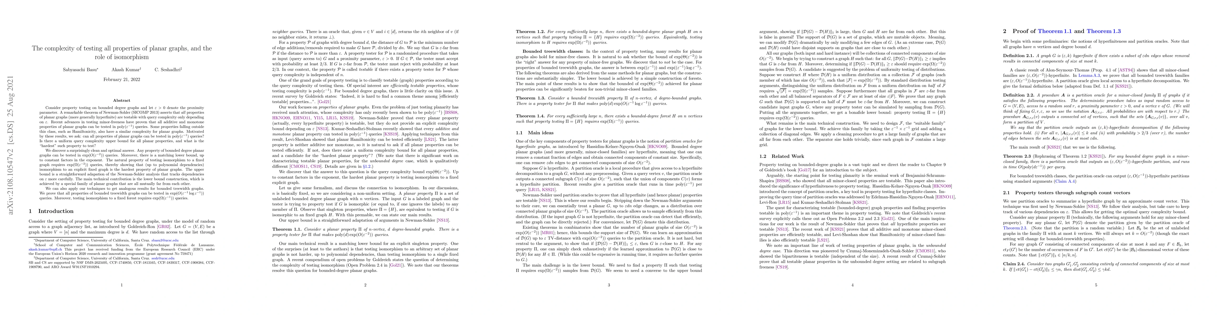Thumbnail for The complexity of testing all properties of planar graphs, and the role
  of isomorphism