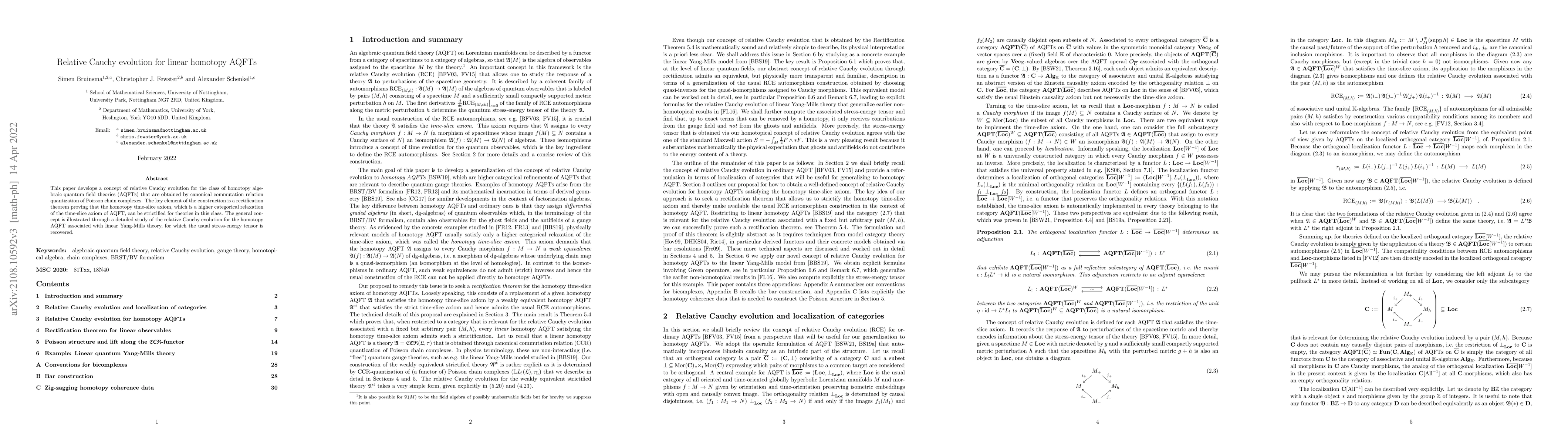 Thumbnail for Relative Cauchy evolution for linear homotopy AQFTs