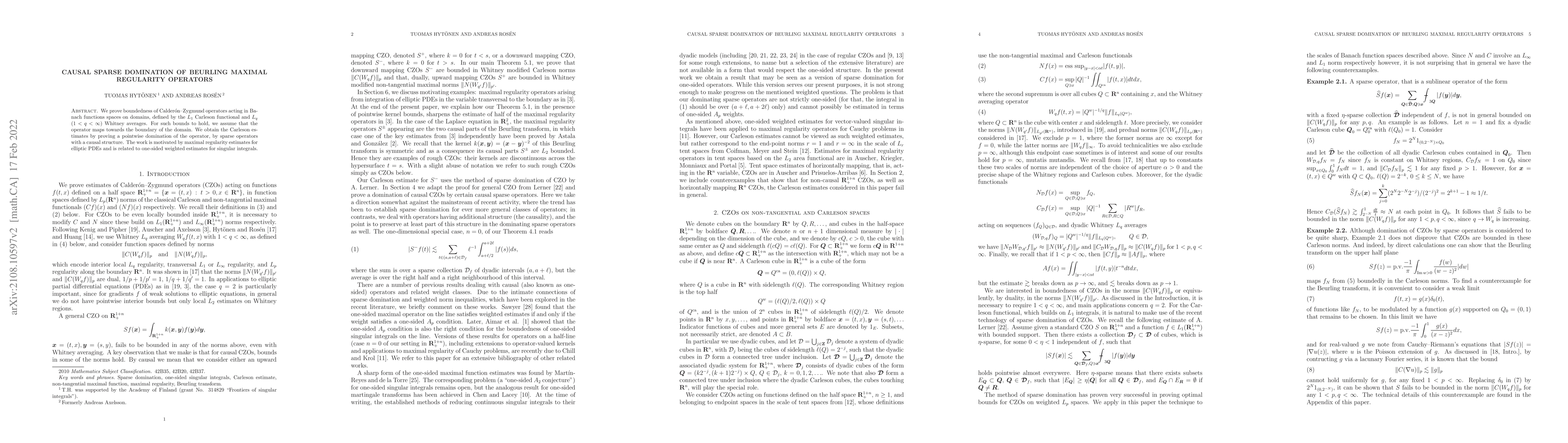 Thumbnail for Causal sparse domination of Beurling maximal regularity operators