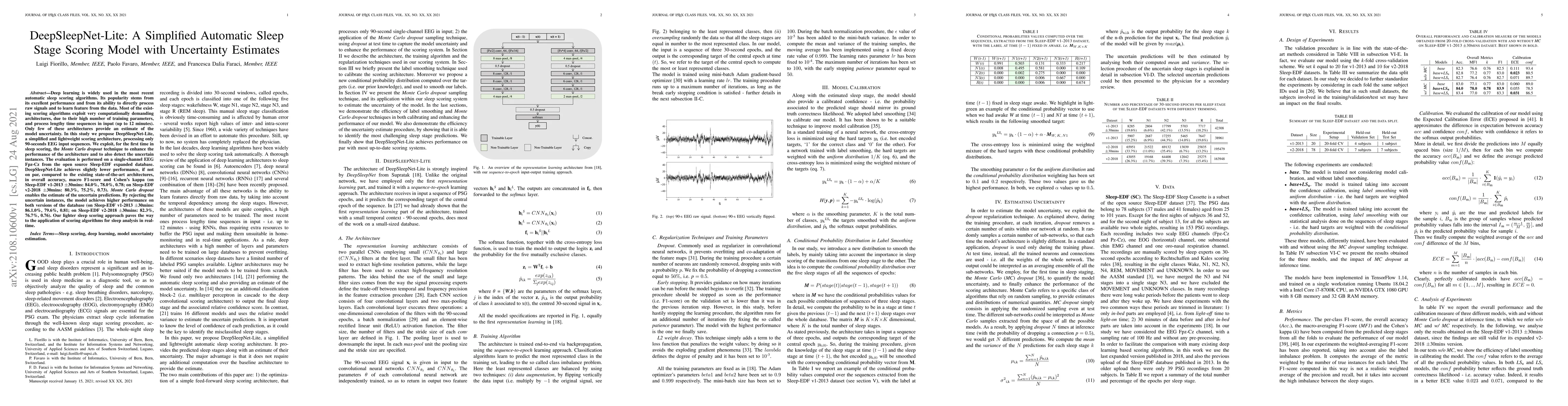 Thumbnail for DeepSleepNet-Lite: A Simplified Automatic Sleep Stage Scoring Model with
  Uncertainty Estimates