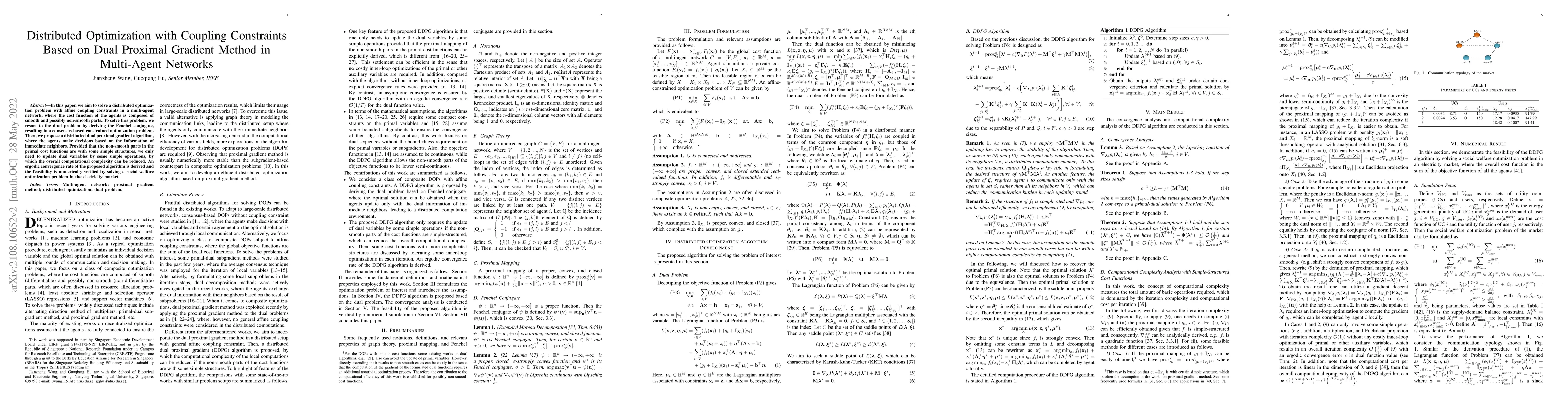Thumbnail for Distributed Optimization with Coupling Constraints Based on Dual
  Proximal Gradient Method in Multi-Agent Networks