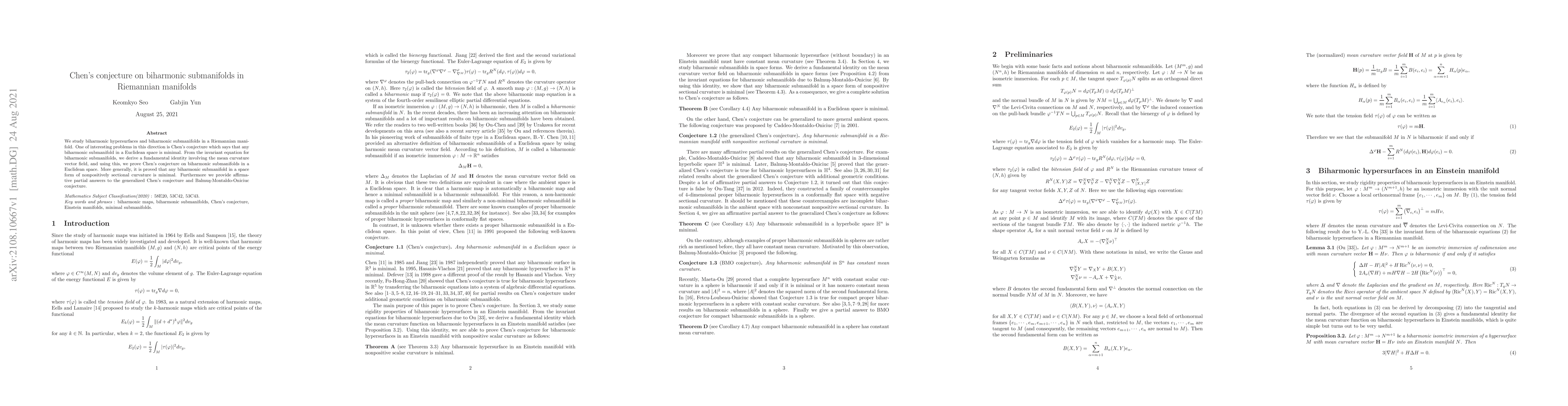 Thumbnail for Chen's conjecture on biharmonic submanifolds in Riemannian manifolds