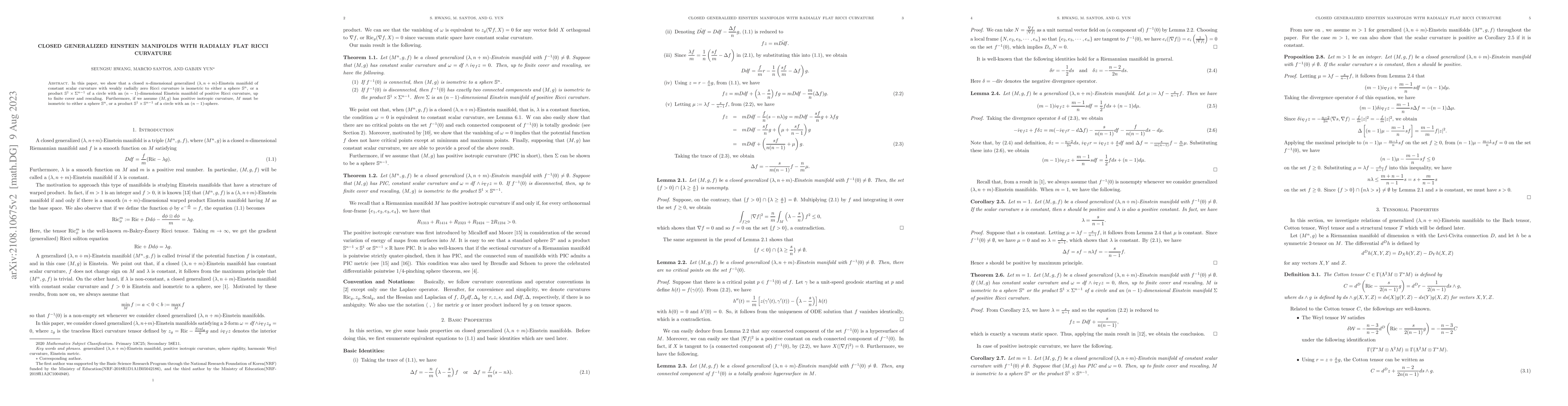 Thumbnail for Closed generalized Einstein manifolds with radially flat Ricci curvature