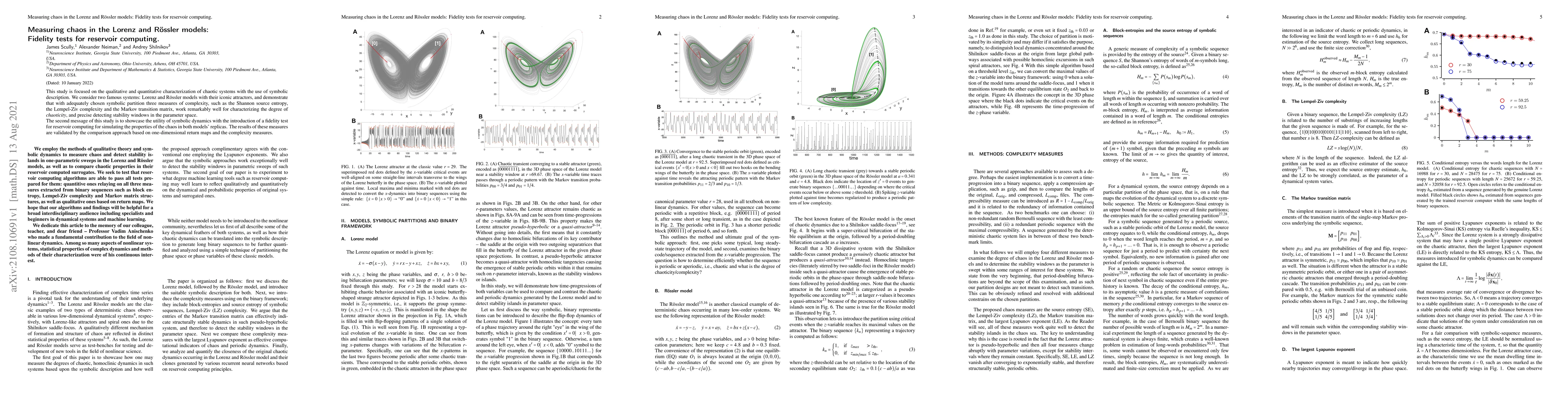 Thumbnail for Measuring chaos in the Lorenz and R\"ossler models: Fidelity tests for
  reservoir computing
