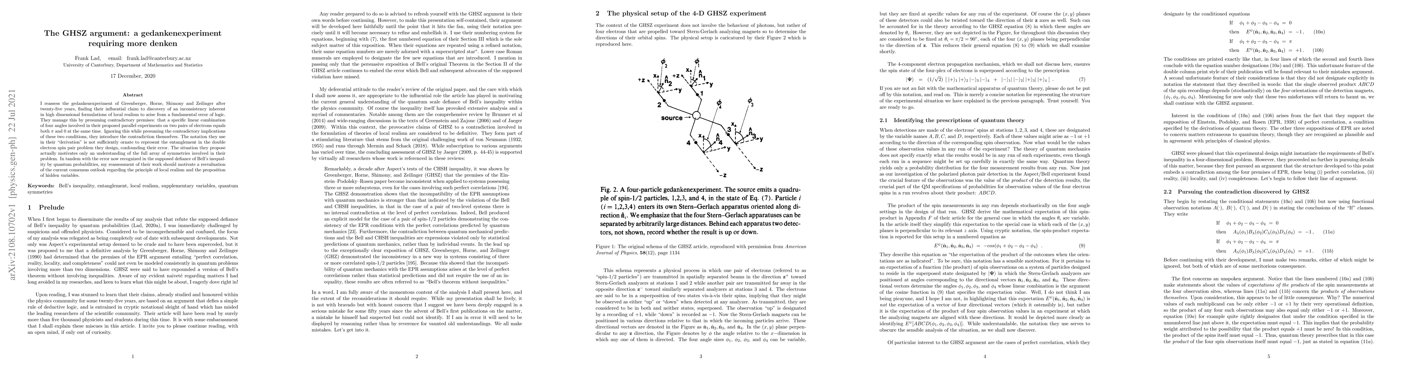 Thumbnail for The GHSZ argument: a gedankenexperiment requiring more denken