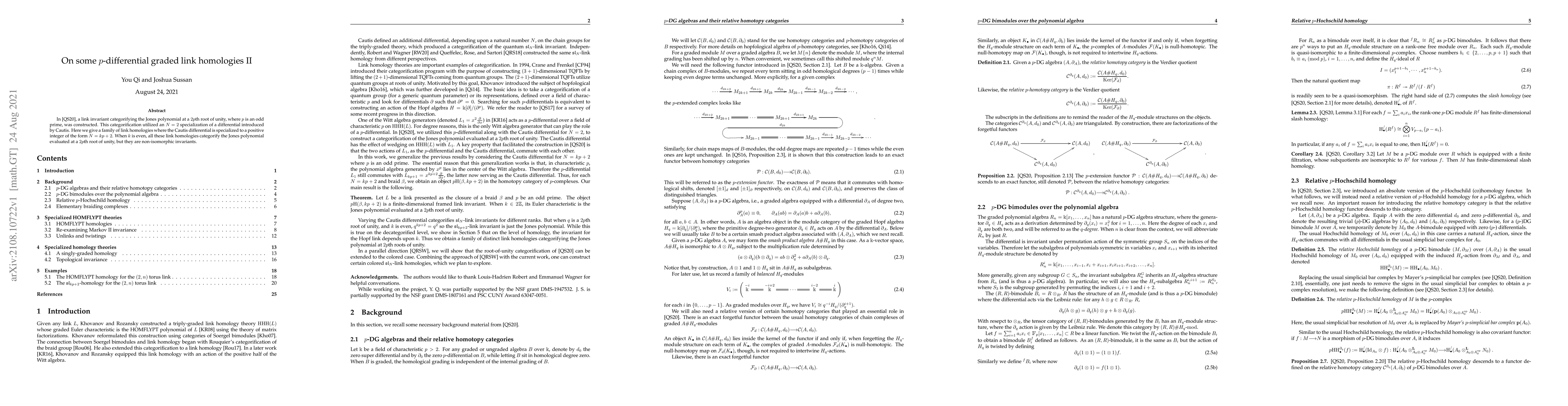 Thumbnail for On some $p$-differential graded link homologies II