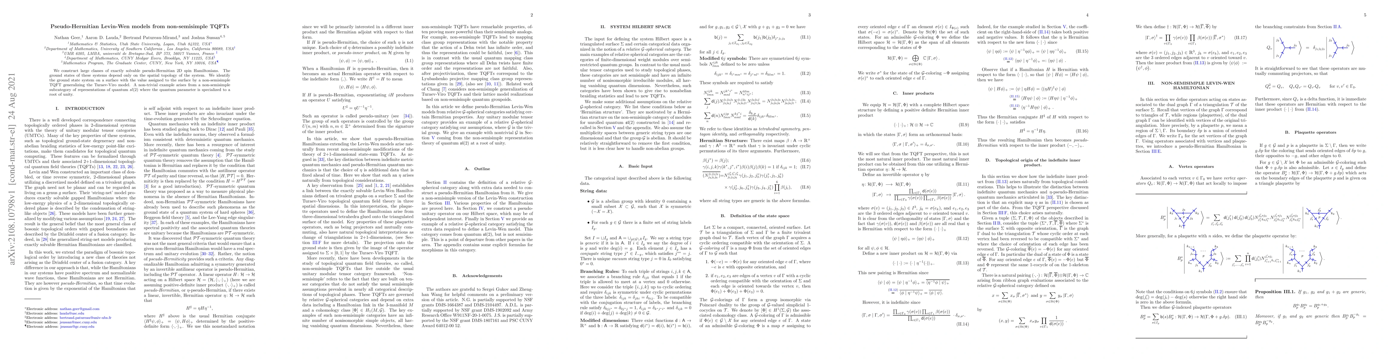 Thumbnail for Pseudo-Hermitian Levin-Wen models from non-semisimple TQFTs