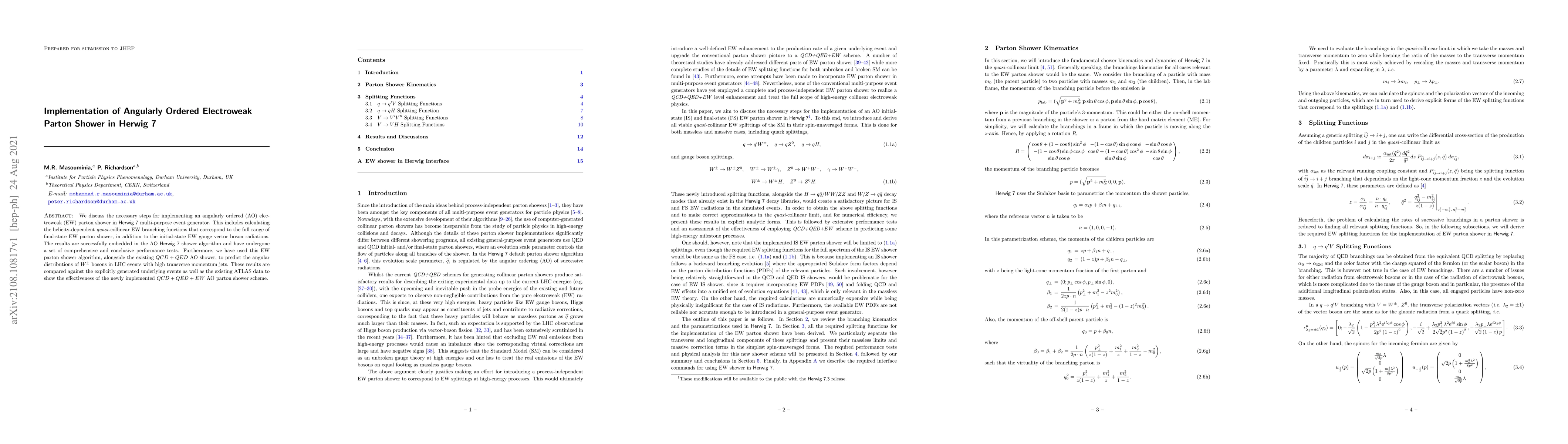 Thumbnail for Implementation of Angularly Ordered Electroweak Parton Shower in Herwig
  7