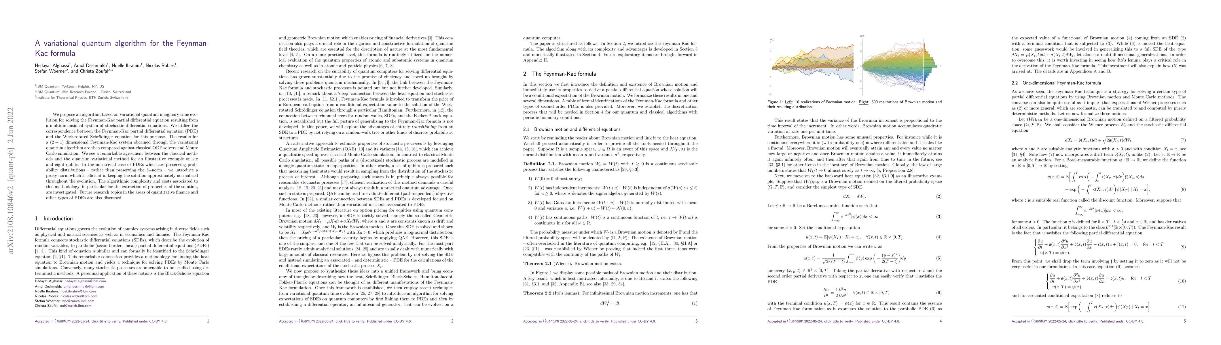 Thumbnail for A variational quantum algorithm for the Feynman-Kac formula