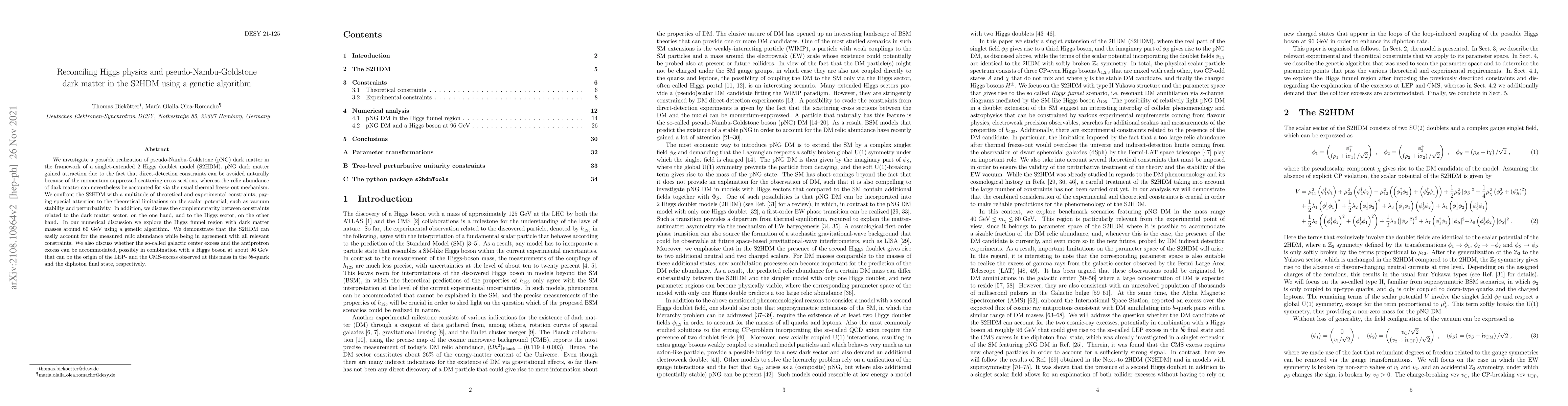 Thumbnail for Reconciling Higgs physics and pseudo-Nambu-Goldstone dark matter in the
  S2HDM using a genetic algorithm