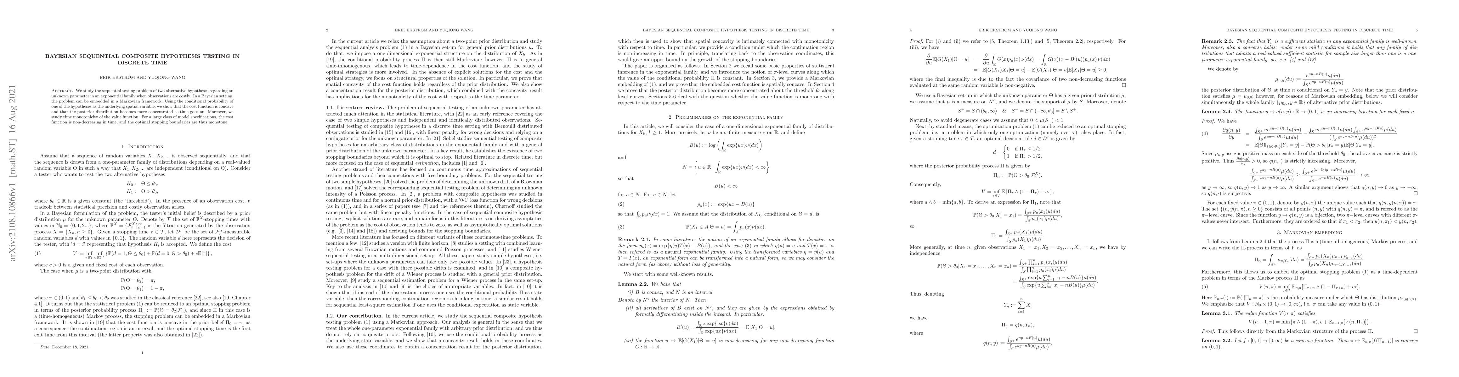 Thumbnail for Bayesian sequential composite hypothesis testing in discrete time