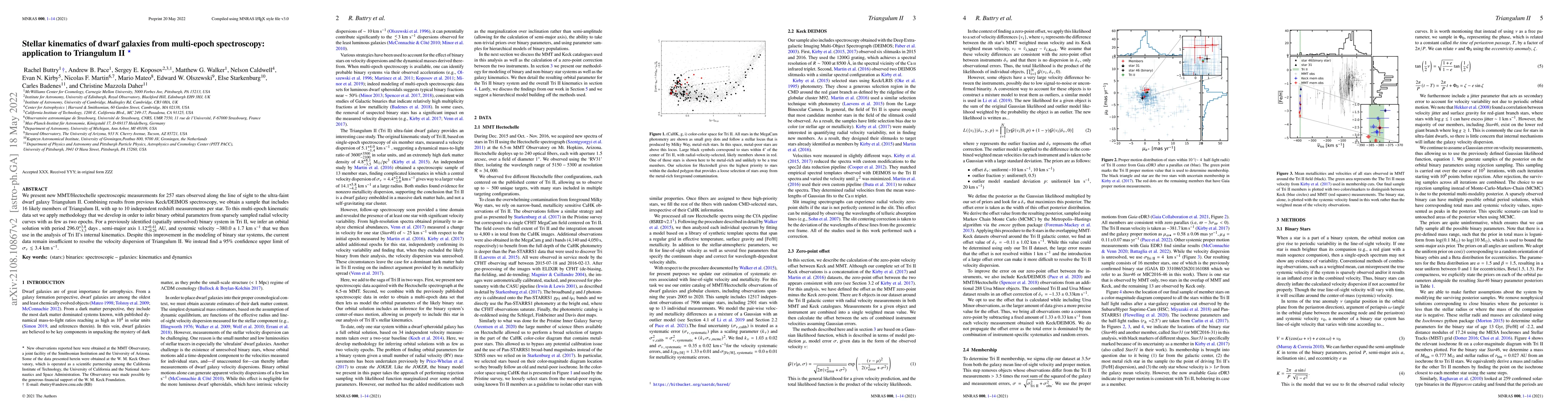 Thumbnail for Stellar kinematics of dwarf galaxies from multi-epoch spectroscopy:
  application to Triangulum II