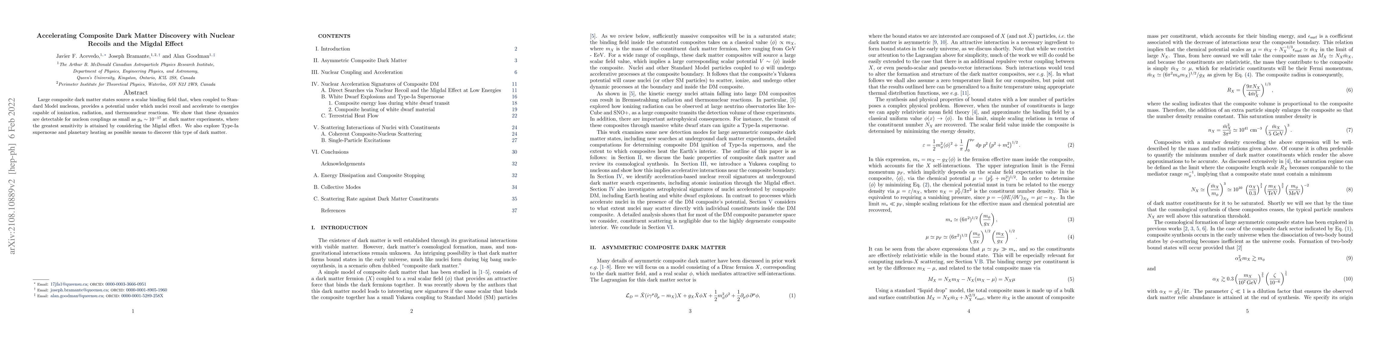 Thumbnail for Accelerating Composite Dark Matter Discovery with Nuclear Recoils and
  the Migdal Effect