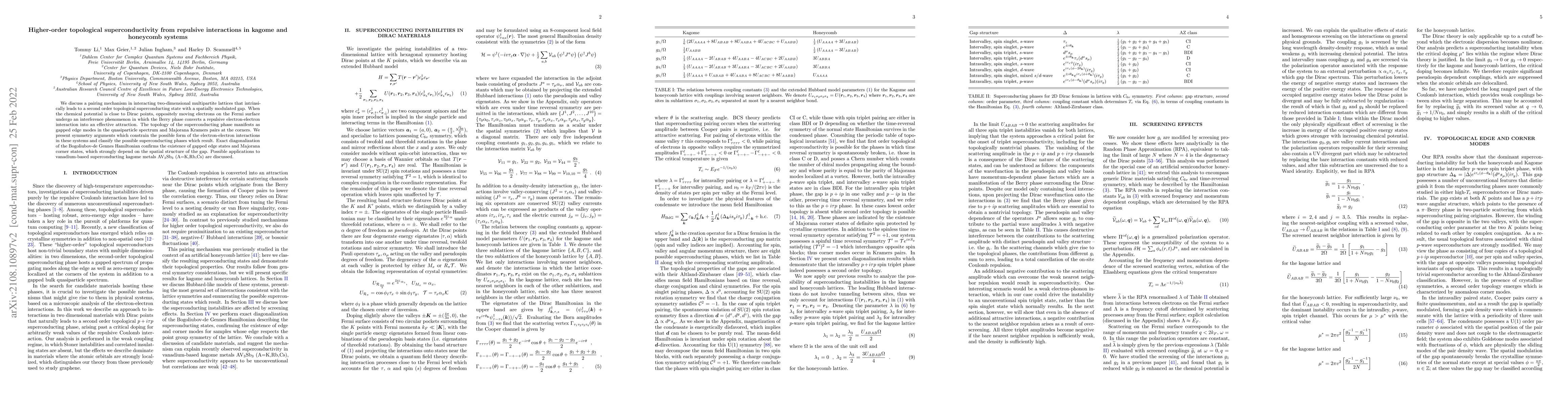 Thumbnail for Higher-order topological superconductivity from repulsive interactions
  in kagome and honeycomb systems