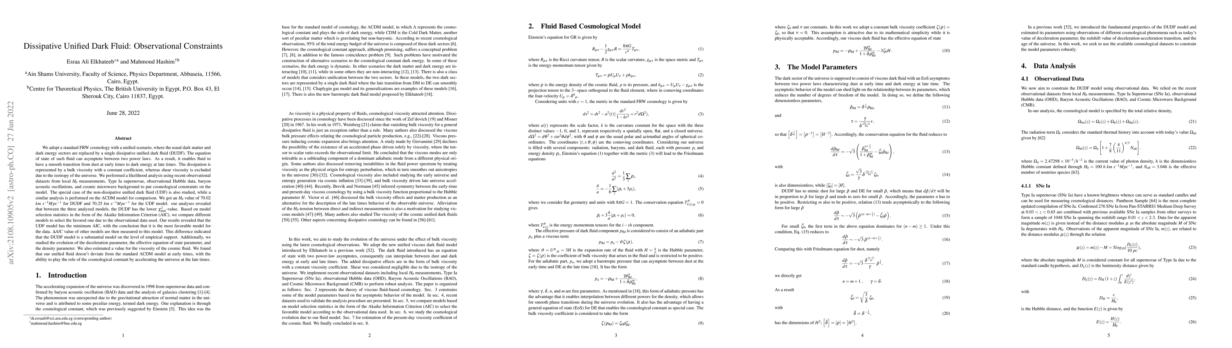 Thumbnail for Dissipative Unified Dark Fluid: Observational Constraints