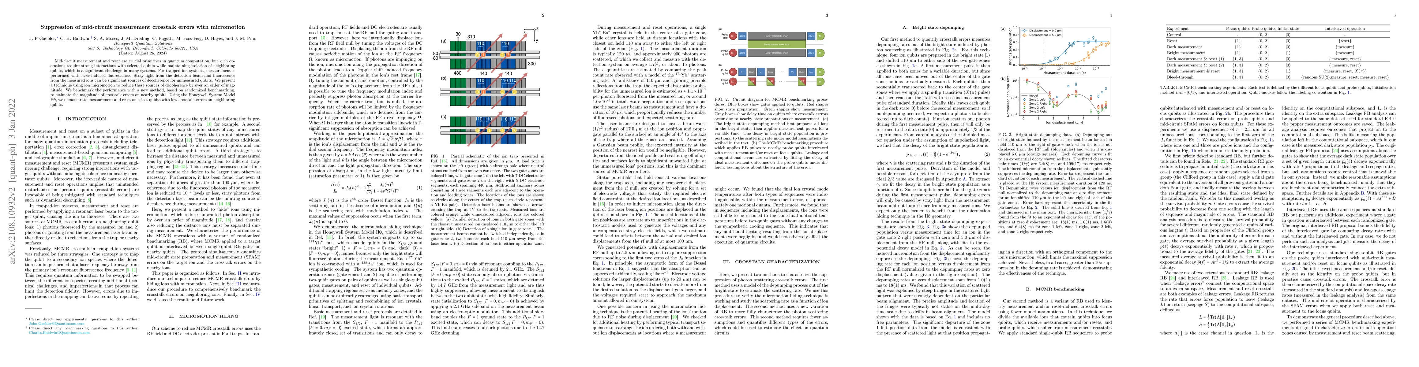 Thumbnail for Suppression of mid-circuit measurement crosstalk errors with micromotion