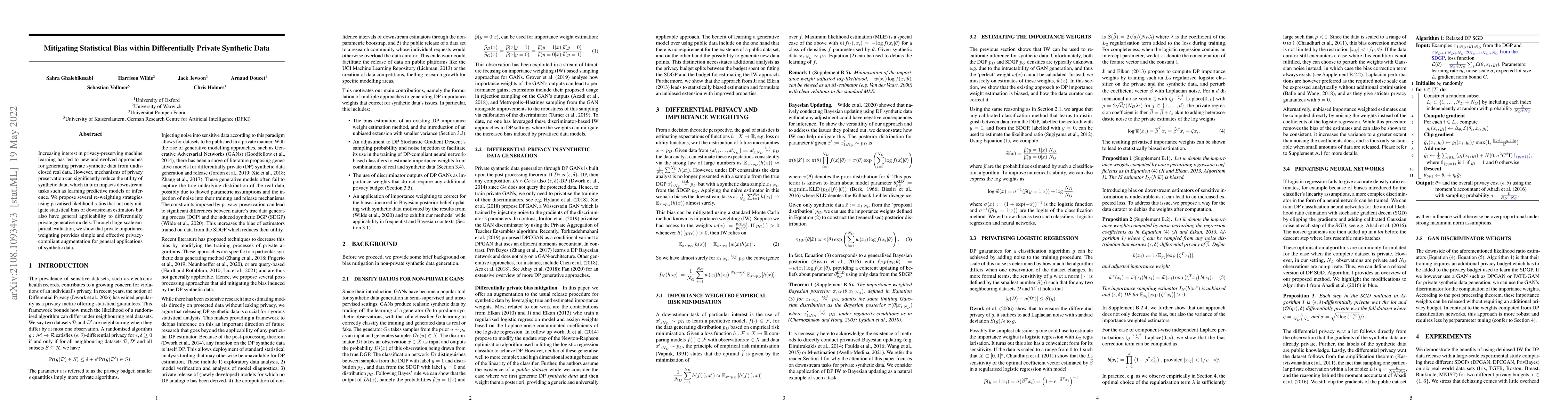 Thumbnail for Mitigating Statistical Bias within Differentially Private Synthetic Data
