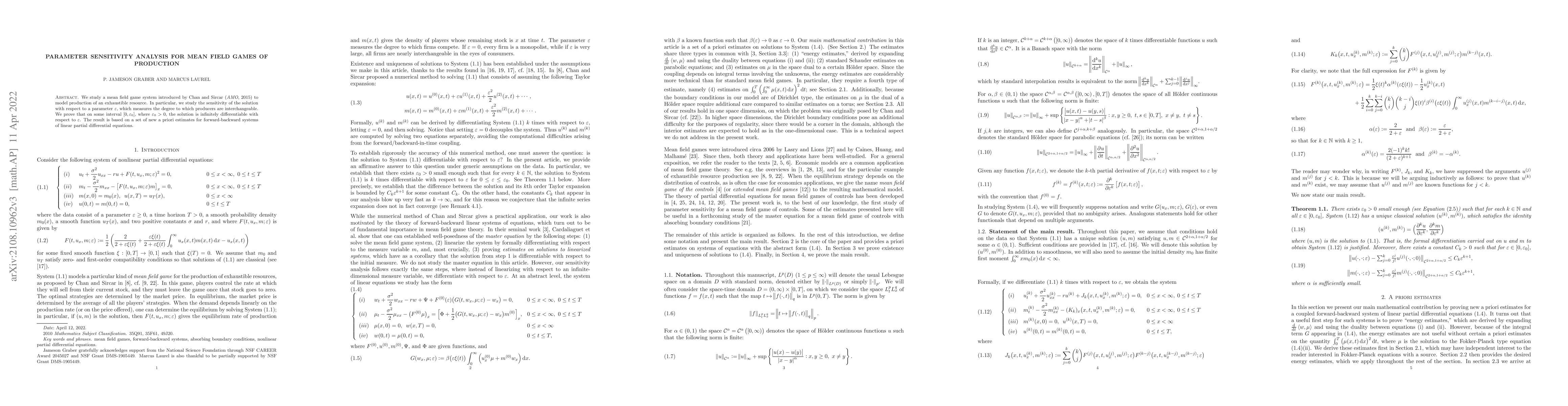 Thumbnail for Parameter sensitivity analysis for mean field games of production