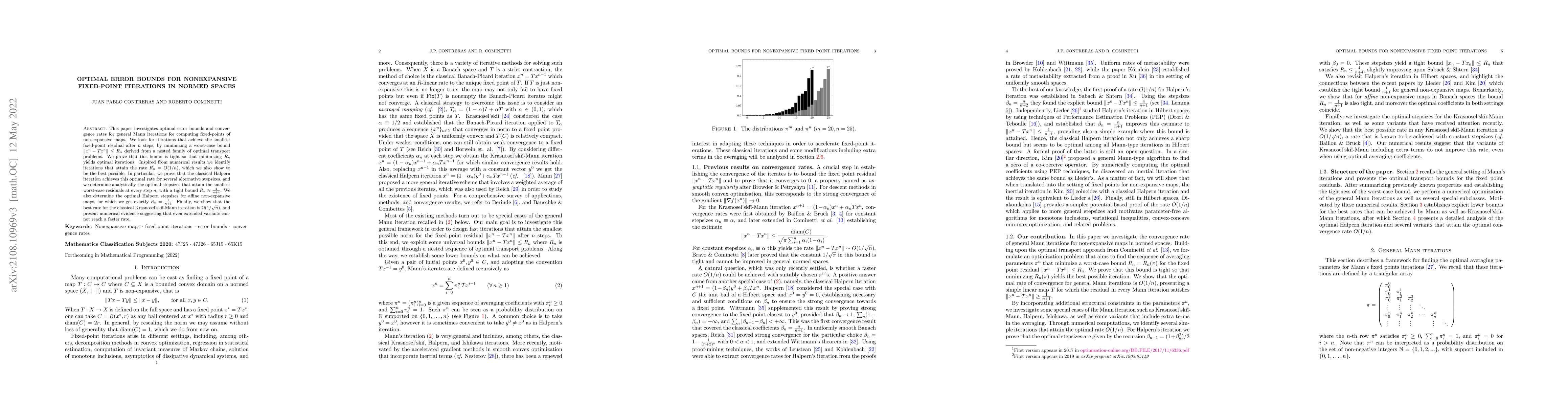 Thumbnail for Optimal error bounds for nonexpansive fixed-point iterations in normed
  spaces