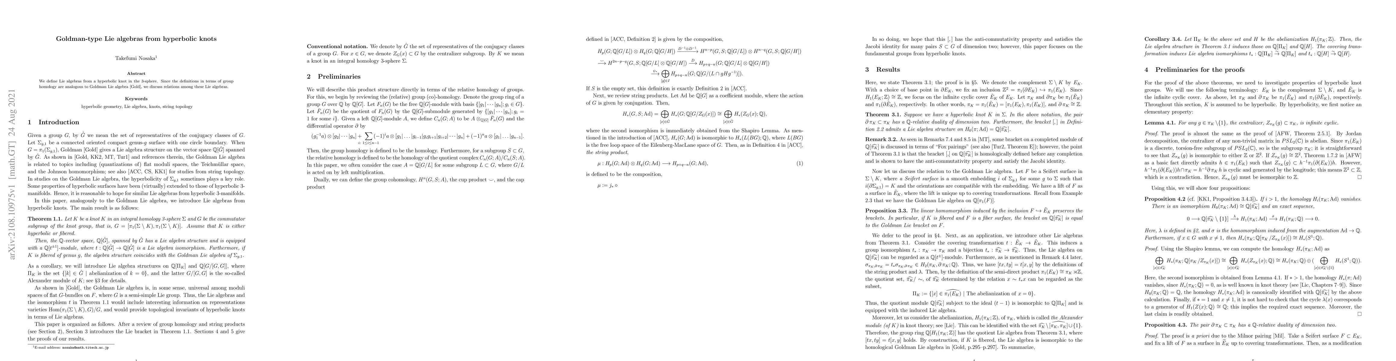 Thumbnail for Goldman-type Lie algebras from knots