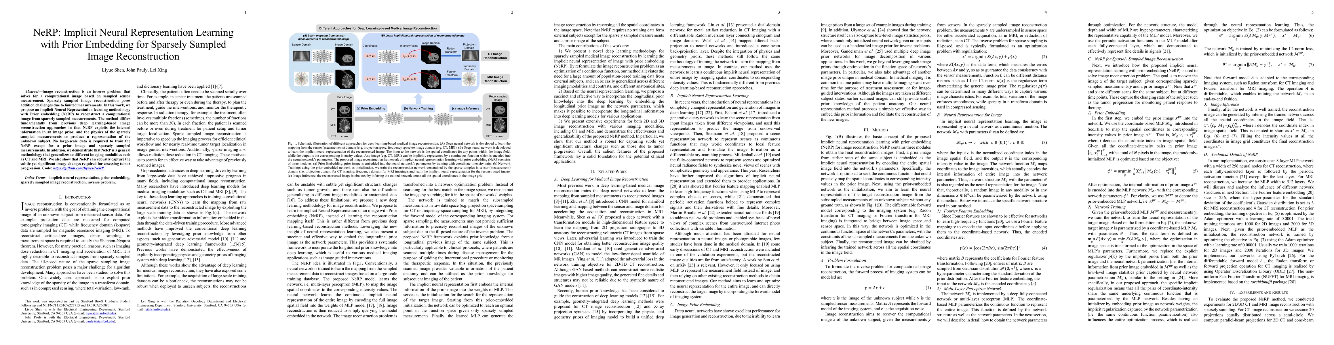 Thumbnail for NeRP: Implicit Neural Representation Learning with Prior Embedding for
  Sparsely Sampled Image Reconstruction