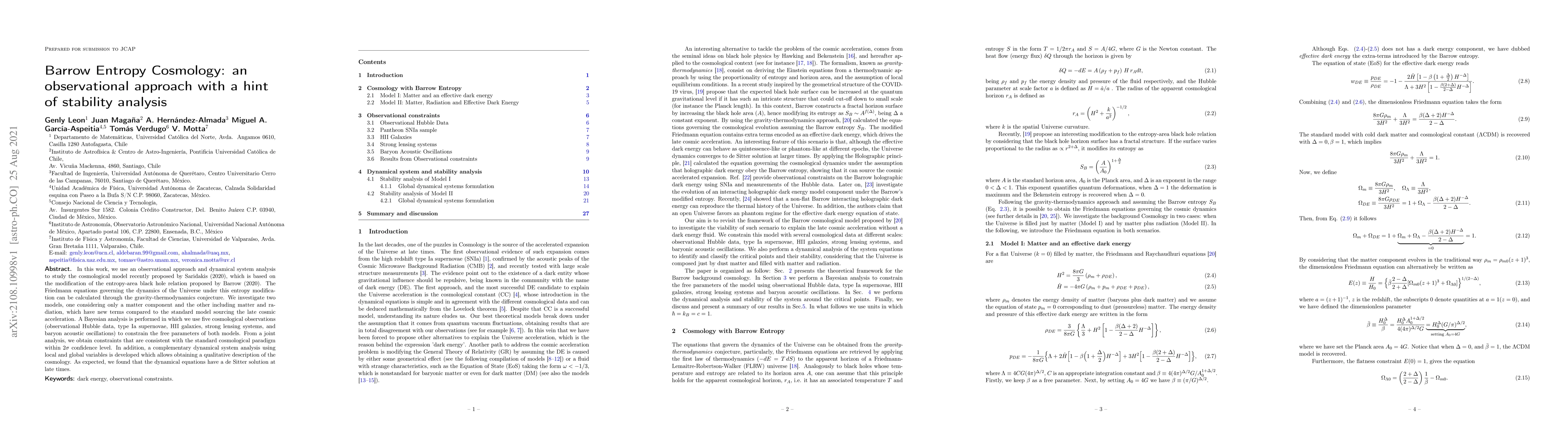 Thumbnail for Barrow Entropy Cosmology: an observational approach with a hint of
  stability analysis