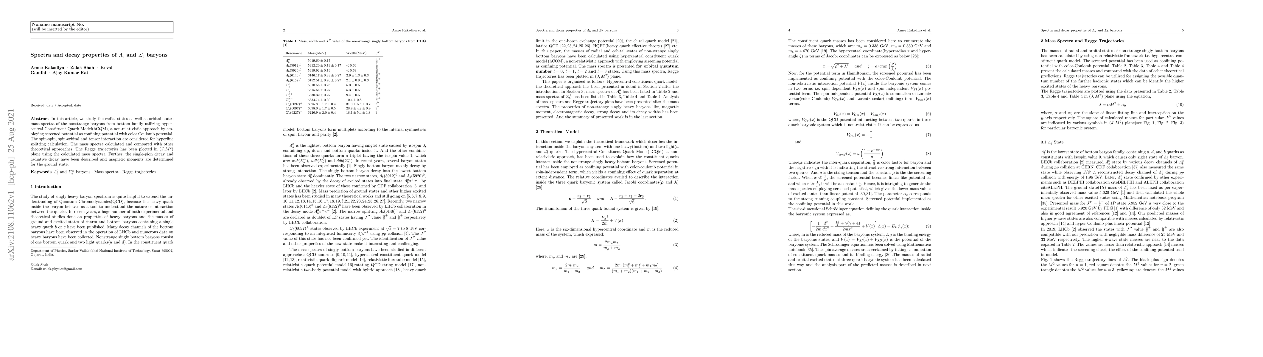 Thumbnail for Spectra and decay properties of $\Lambda_b$ and $\Sigma_b$ baryons