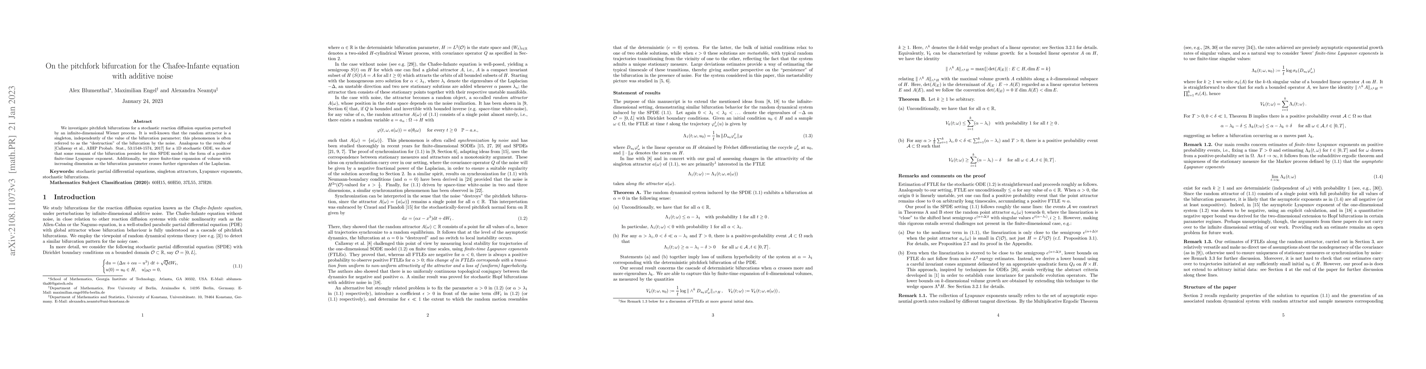 Thumbnail for On the pitchfork bifurcation for the Chafee-Infante equation with
  additive noise
