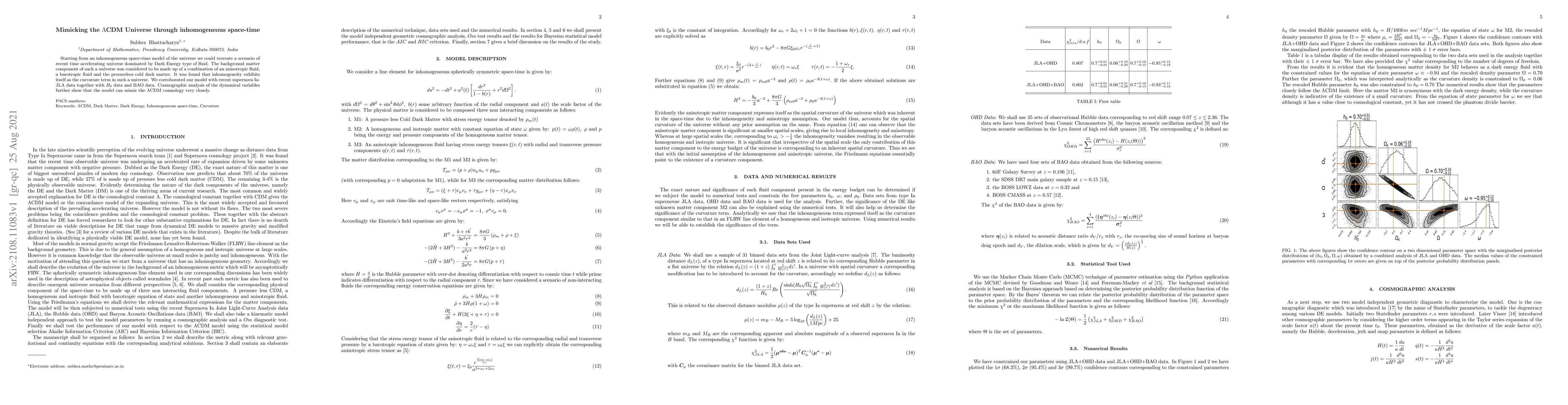 Thumbnail for Mimicking the $\Lambda$CDM Universe through inhomogeneous space-time