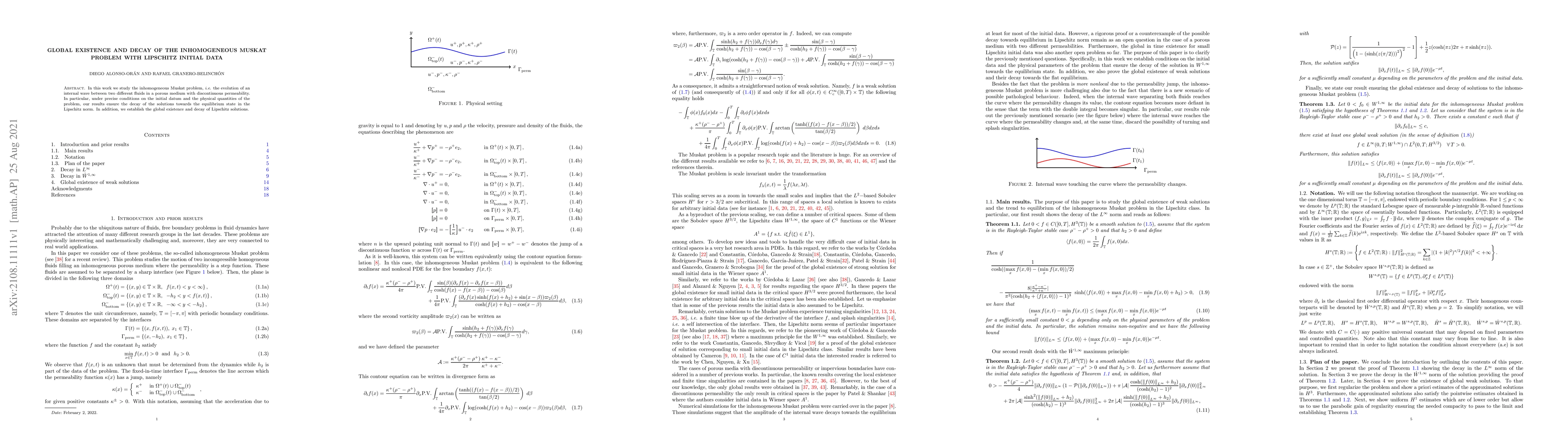 Thumbnail for Global existence and decay of the inhomogeneous Muskat problem with
  Lipschitz initial data