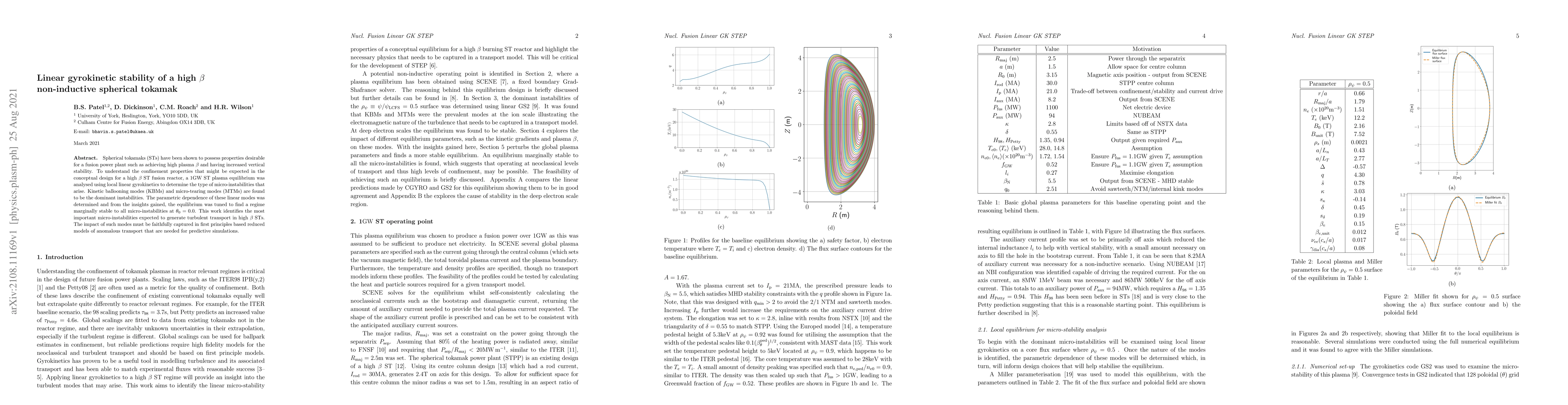 Thumbnail for Linear gyrokinetic stability of a high $\beta$ non-inductive spherical
  tokamak