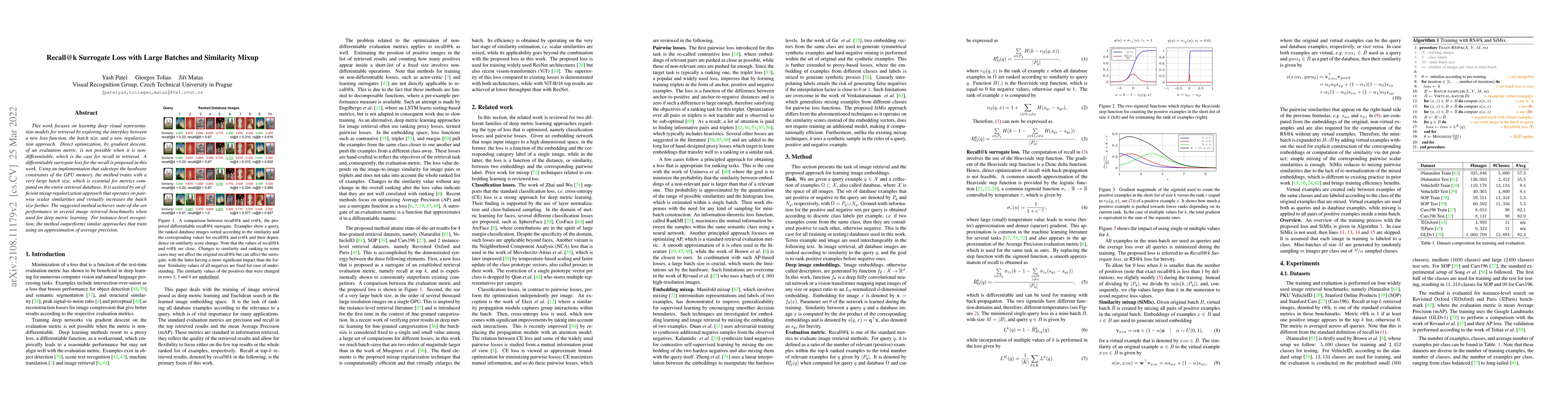 Thumbnail for Recall@k Surrogate Loss with Large Batches and Similarity Mixup