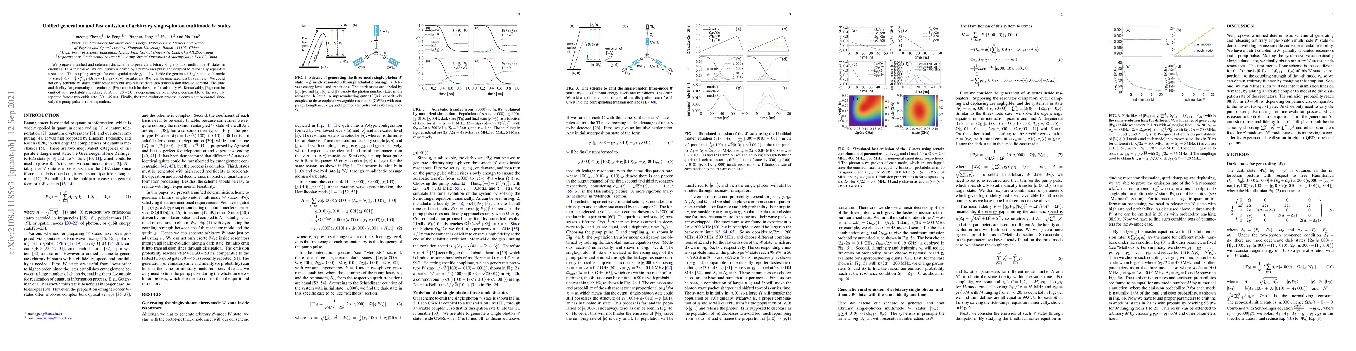 Thumbnail for Unified generation and fast emission of arbitrary single-photon
  multimode $W$ states