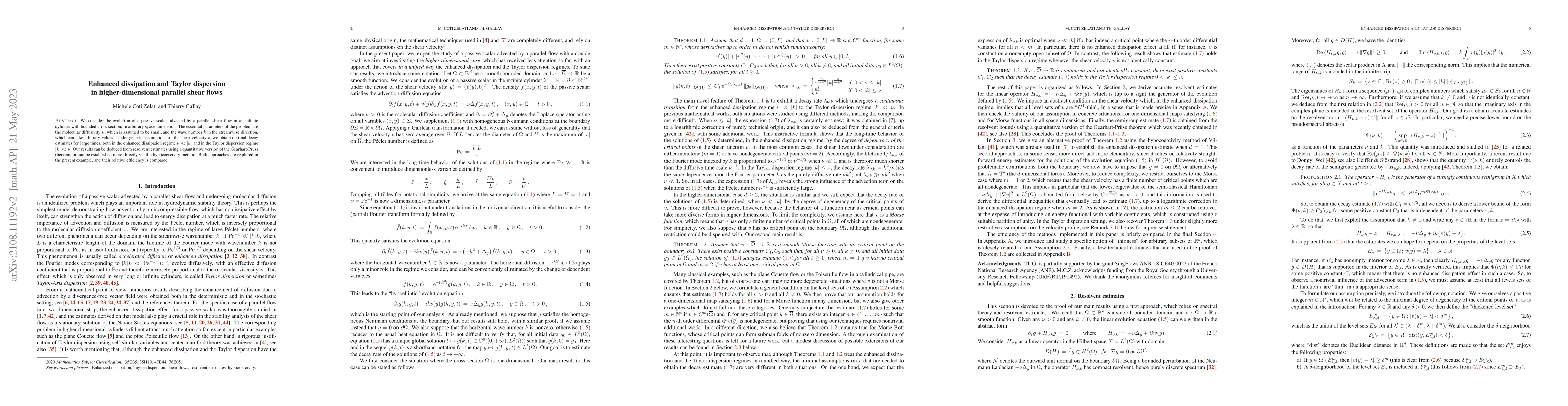 Thumbnail for Enhanced dissipation and Taylor dispersion in higher-dimensional
  parallel shear flows
