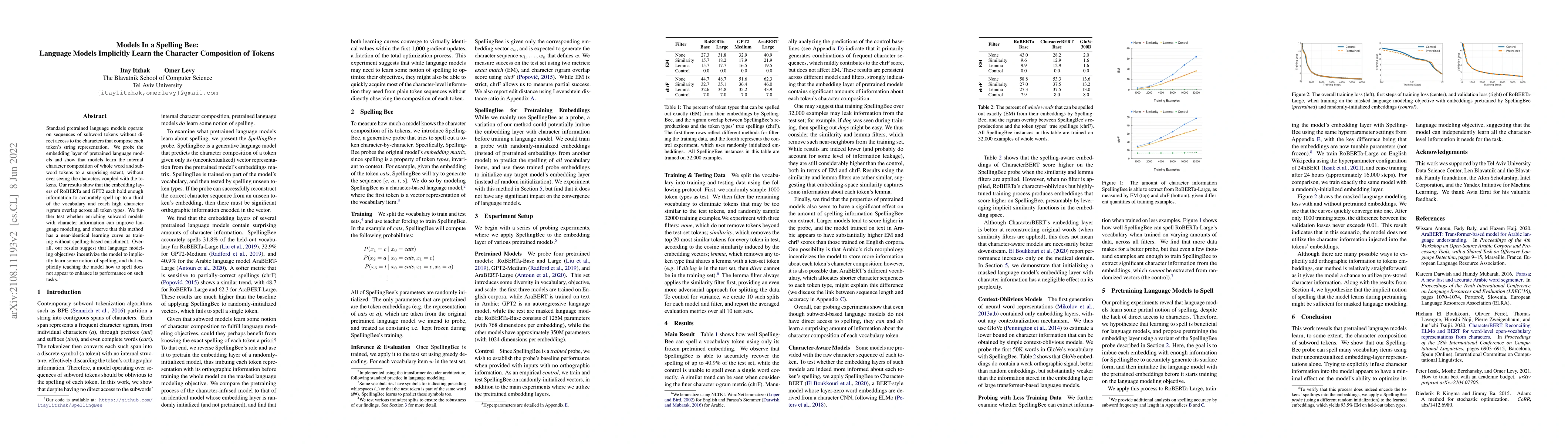 Thumbnail for Models In a Spelling Bee: Language Models Implicitly Learn the Character
  Composition of Tokens