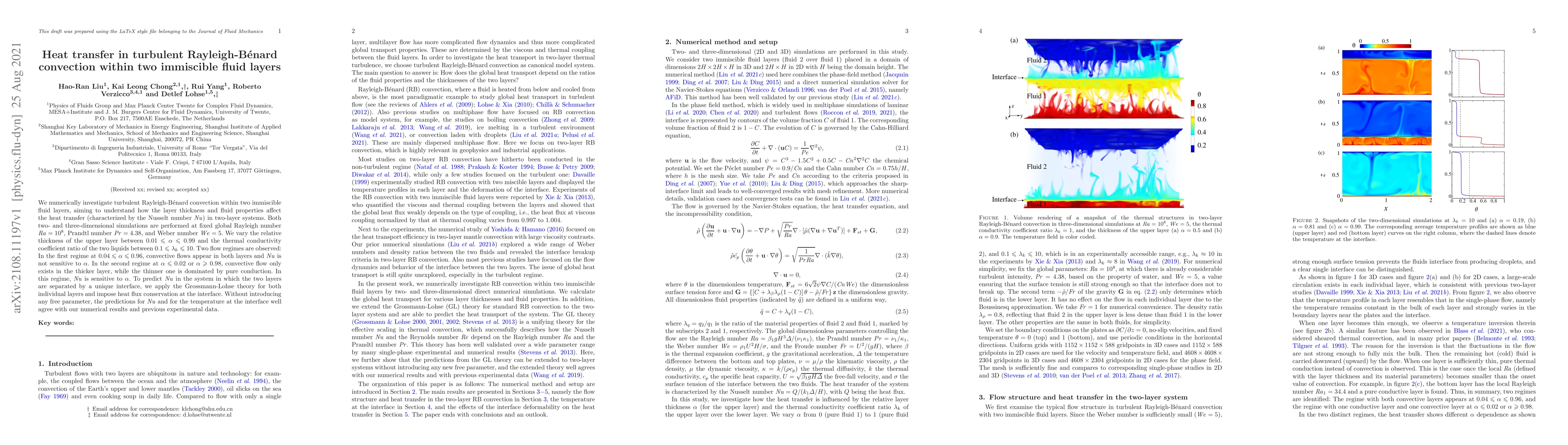 Thumbnail for Heat transfer in turbulent Rayleigh-B\'enard convection within two
  immiscible fluid layers