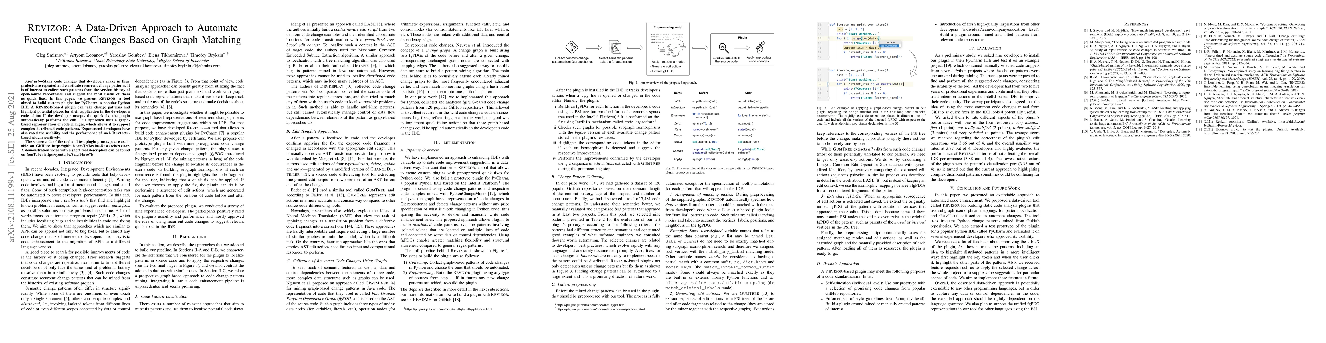 Thumbnail for Revizor: A Data-Driven Approach to Automate Frequent Code Changes Based
  on Graph Matching