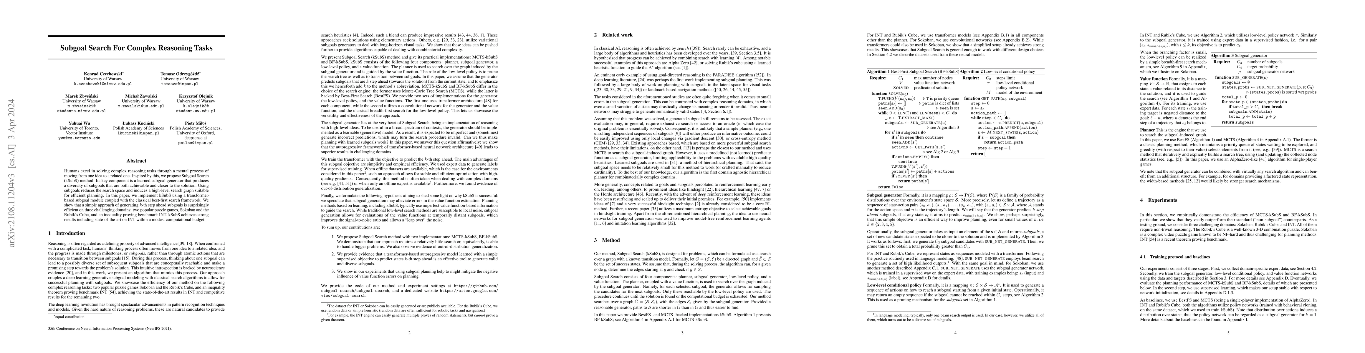 Thumbnail for Subgoal Search For Complex Reasoning Tasks